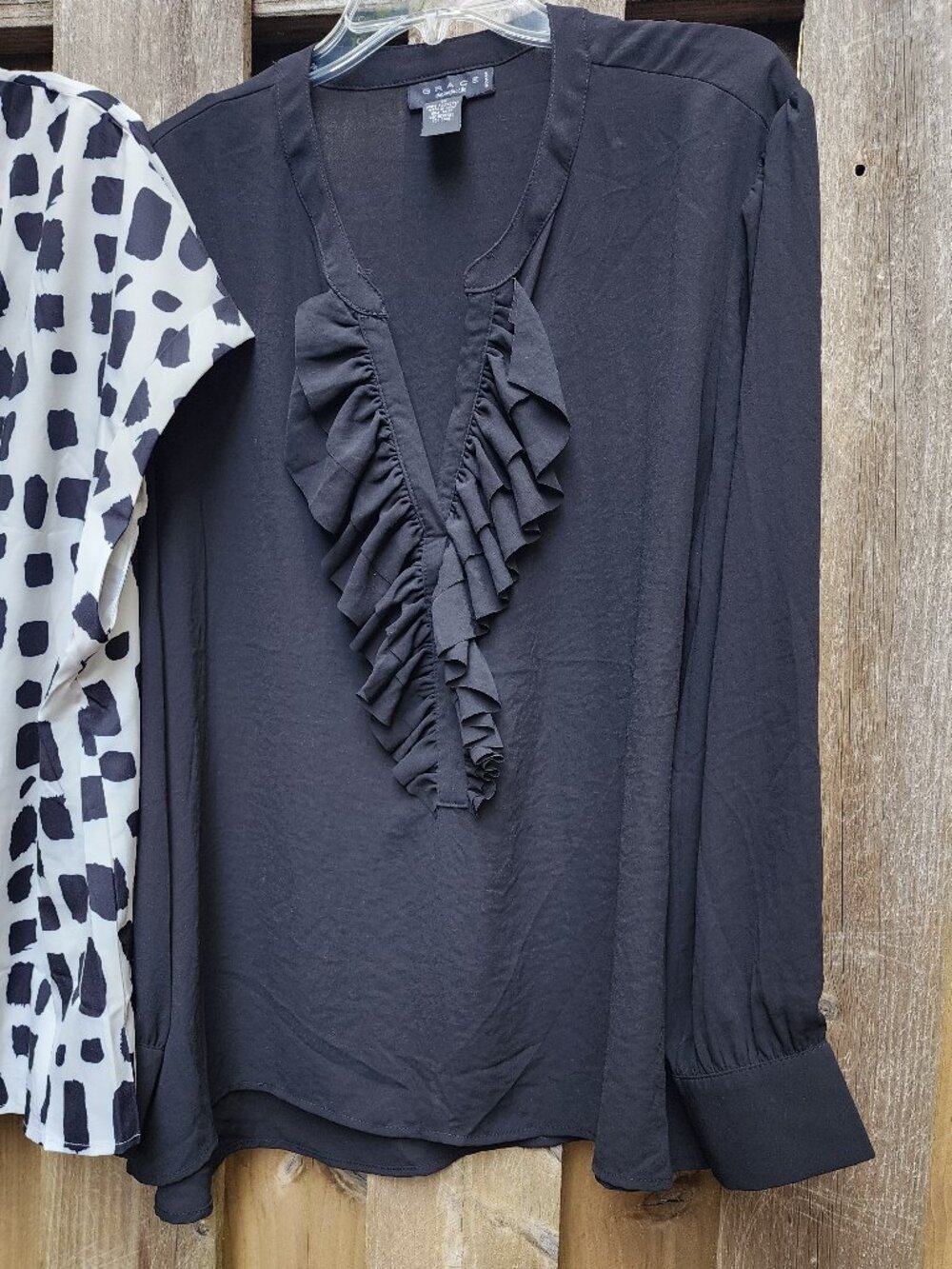 GUC Womans Grace 1x Black sheer long sleeve blouse